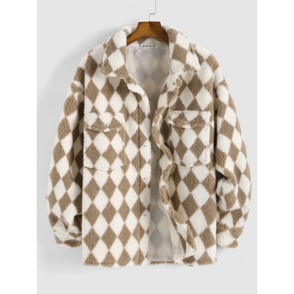 Rhombus Pattern Fluffy Faux Shearling Sh... Rhombus Pattern Fluffy Faux Shearling Sh...