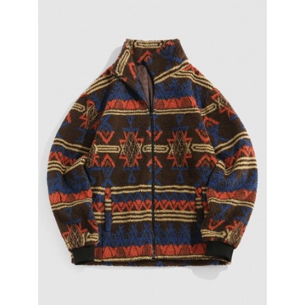 Tribal Ethnic Aztec Printed Faux Shearli... Tribal Ethnic Aztec Printed Faux Shearli...