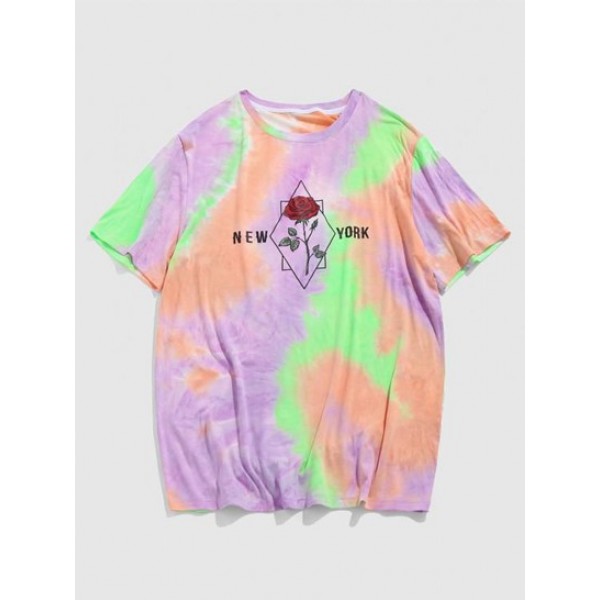 Tie Dye Rose New York Short Sleeve T-shi... Tie Dye Rose New York Short Sleeve T-shi...