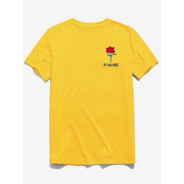 Rose Graphic Embroidered Short Sleeves T... Rose Graphic Embroidered Short Sleeves T...