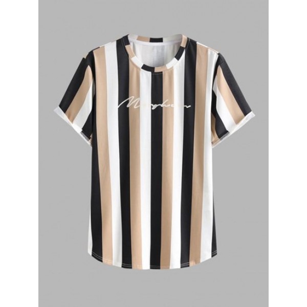 Vertical Stripe Graphic Short Sleeves Te... Vertical Stripe Graphic Short Sleeves Te...