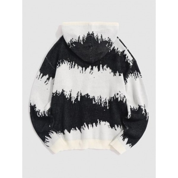 Hooded Tie Dye Pattern Y2K Aesthetic Knit Sweater