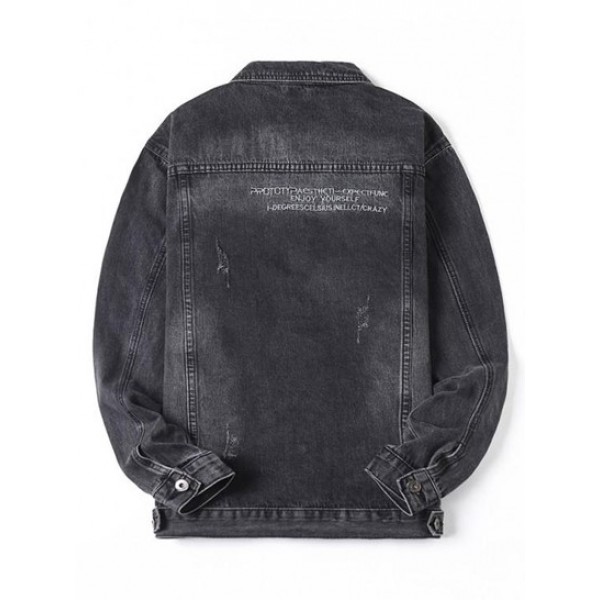 Scratch Letter Embroidery Jean Jacket Scratch Letter Embroidery Jean Jacket