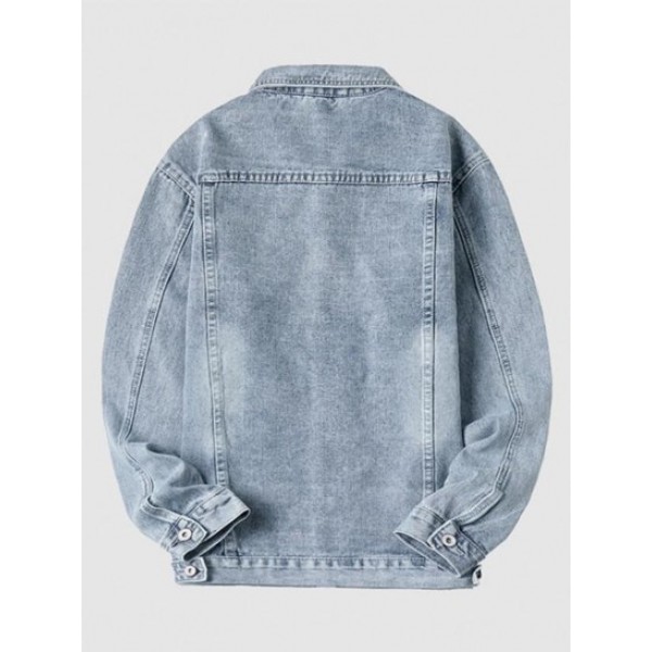 Light Wash Letter Patch Jean Jacket Light Wash Letter Patch Jean Jacket