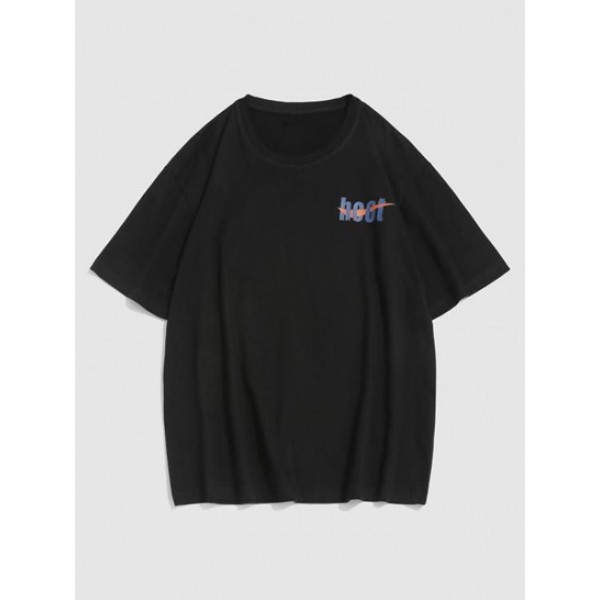 Streetwear Hoot Letter Print Graphic Festival T-shirt Streetwear Hoot Letter Print Graphic Festival T-shirt