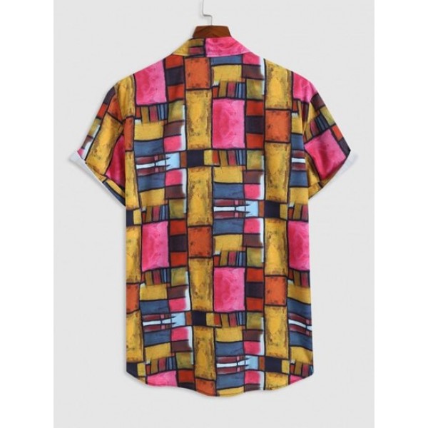 Rectangular Graphic Print Short Sleeve Pocket Shirt Rectangular Graphic Print Short Sleeve Pocket Shirt