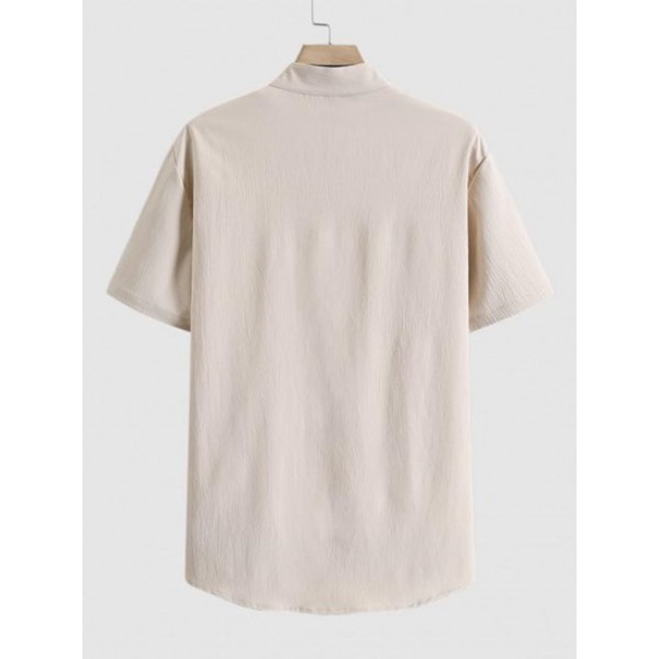 Faux Pocket Stand Collar Shirt