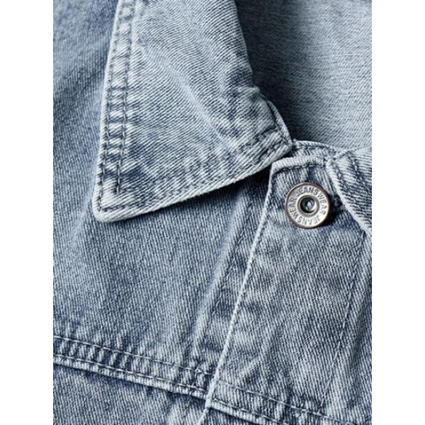 Light Wash Letter Patch Jean Jacket Light Wash Letter Patch Jean Jacket