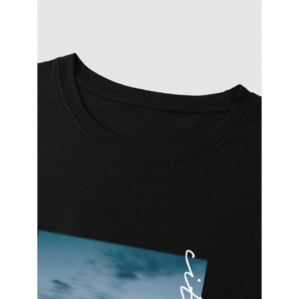 Night Scene Of The City Graphic Short Sleeves T Shirt Night Scene Of The City Graphic Short Sleeves T Shirt