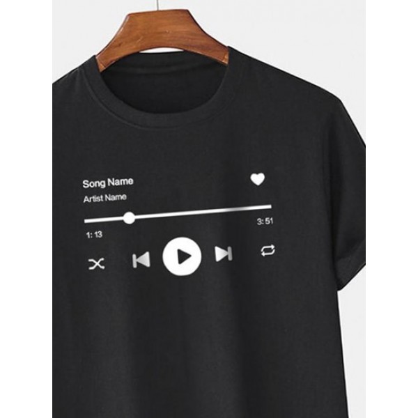 Music Player Graphic Cuffed Sleeve Tee Music Player Graphic Cuffed Sleeve Tee