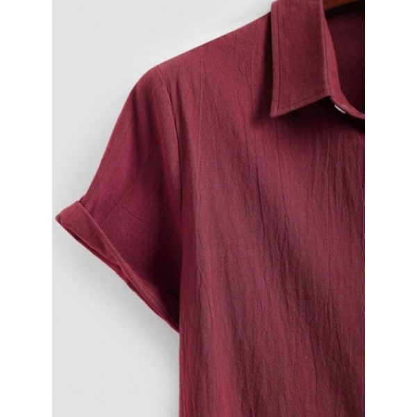 Front Pocket Design Solid Color Shirt