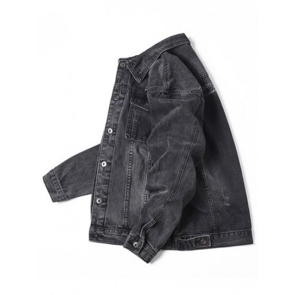 Scratch Letter Embroidery Jean Jacket Scratch Letter Embroidery Jean Jacket