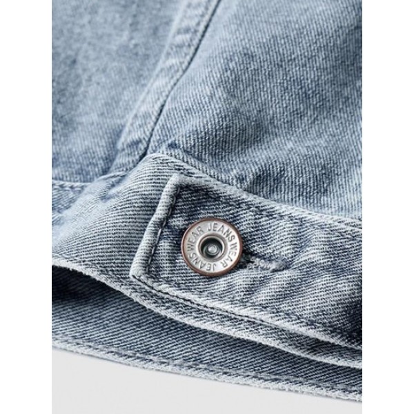 Light Wash Letter Patch Jean Jacket Light Wash Letter Patch Jean Jacket