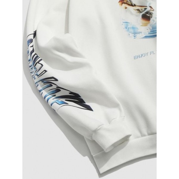 Streetwear Fleece-lined Enjoying Flying Graphic Hoodie Streetwear Fleece-lined Enjoying Flying Graphic Hoodie