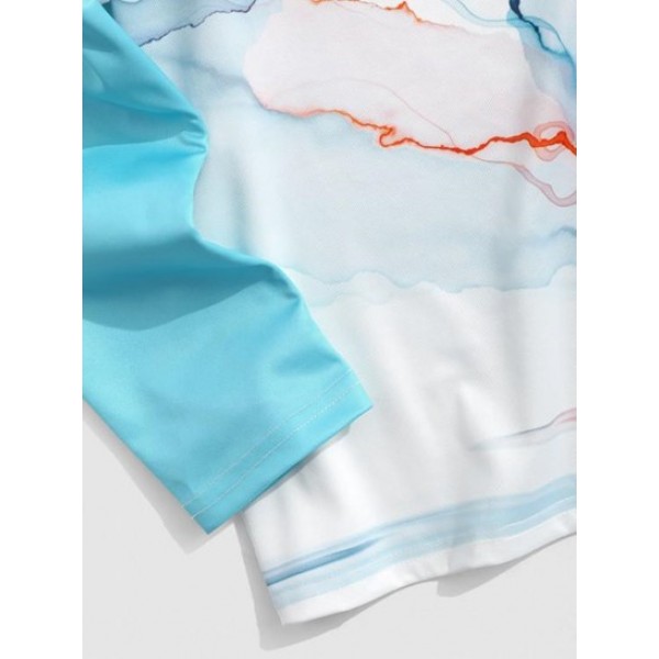 Tie Dye Mountain Sun Print Doctor Sleeve T-shirt Tie Dye Mountain Sun Print Doctor Sleeve T-shirt