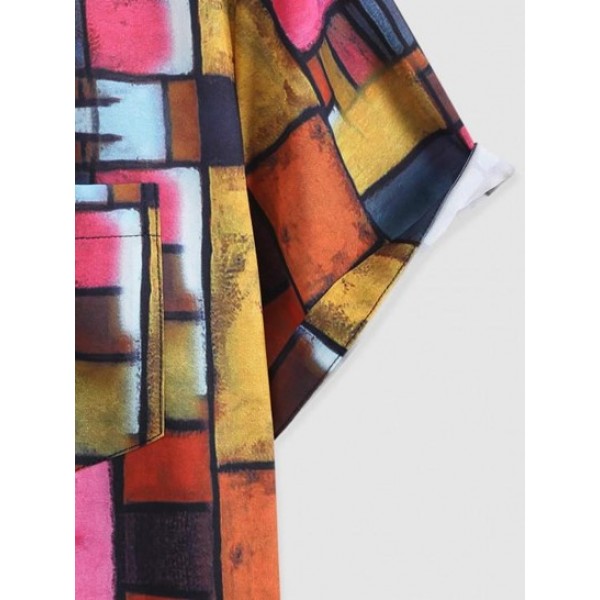 Rectangular Graphic Print Short Sleeve Pocket Shirt Rectangular Graphic Print Short Sleeve Pocket Shirt