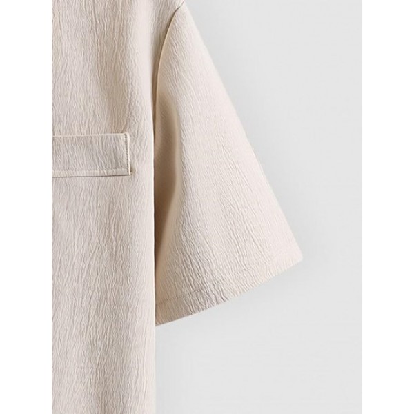Faux Pocket Stand Collar Shirt